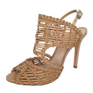 Schutz woven leather caged heels 8.5 stiletto sandals